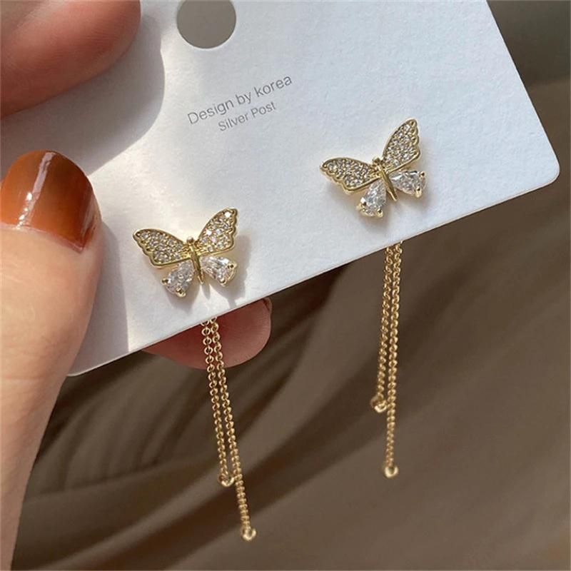 AVR Jewels Butterfly Tassel Drop Earrings