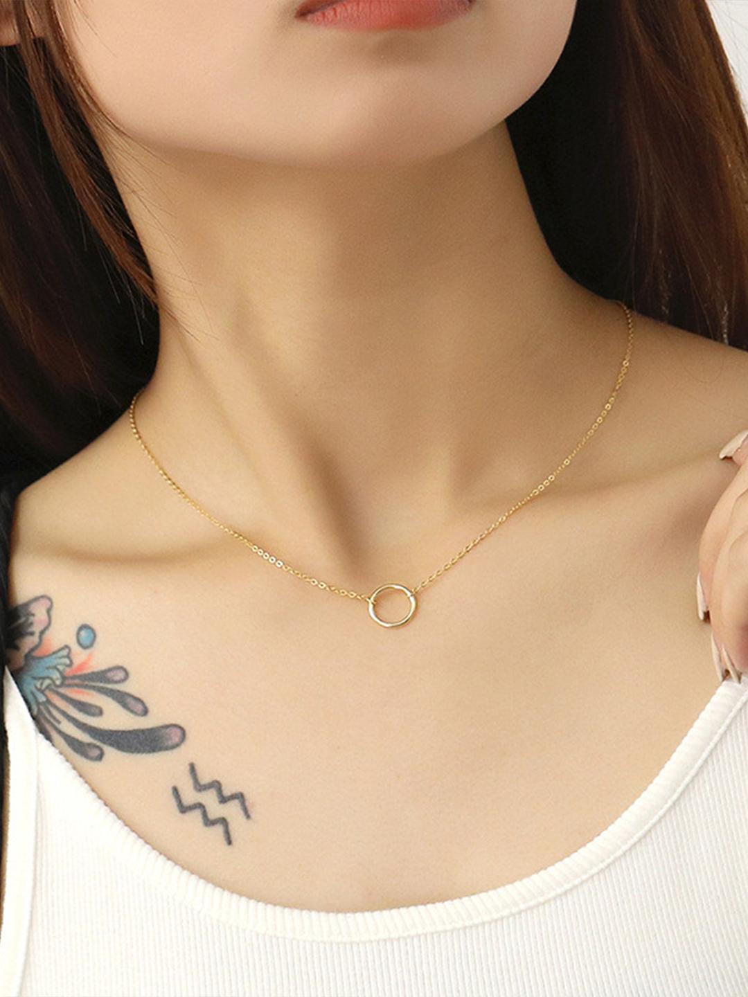 Gold Plated Stylish Ring Necklace