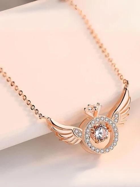 Rose Gold Angel Wings Pendant Necklace