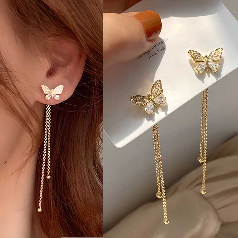 AVR Jewels Butterfly Tassel Drop Earrings